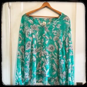 A New Day Sheer Floral Long Sleeve Blouse …